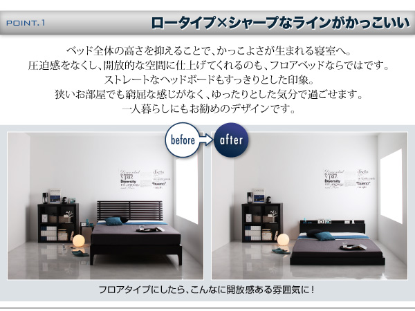 棚・コンセント付きフロアベッド SKY line スカイ・ライン