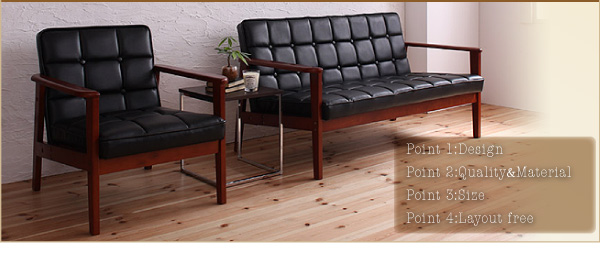 Point 1 :DesignPoint 2 :Quality&MaterialPoint 3 :SizePoint 4 :Layout  free木肘レトロソファ【BARNEY】バーニー