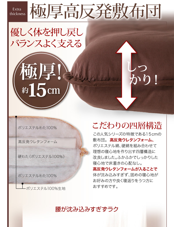 ボリューム布団6点セット FLOOR フロア 高反発タイプ シングル6点セット