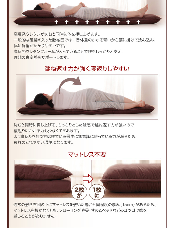ボリューム布団6点セット FLOOR フロア 高反発タイプ シングル6点セット