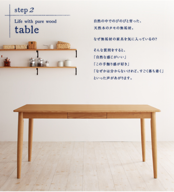 @step2@Life with pure woodEEE table@R̒ł̂т̂тƈAVR؂̃^̖CށBȂCނ̉ƋCɓẮHȎƁAuRȊvu̎G芴DvuȂ͕ȂǁAvƂ܂B@VR؃^Cރ_CjOyMa maisonz}E]