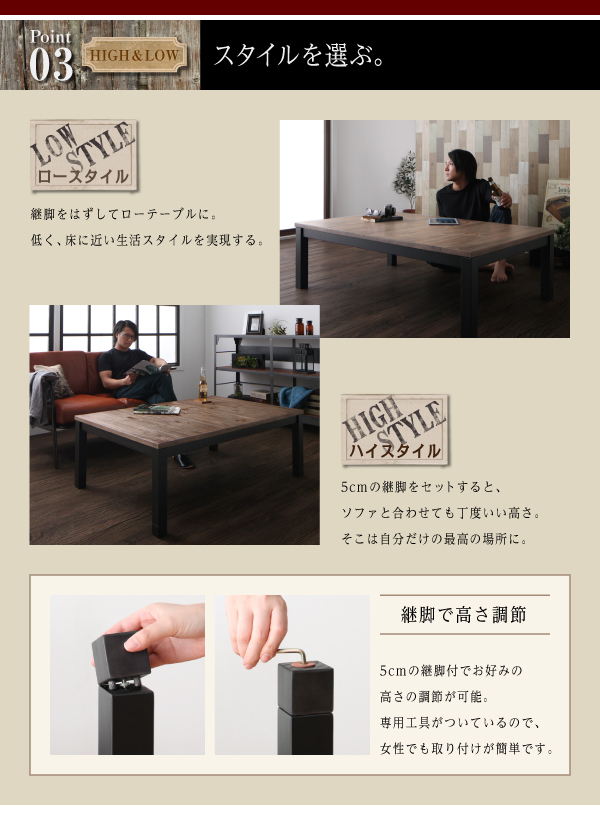 古木風ヴィンテージデザインこたつテーブル Nostalwood ノスタルウッド