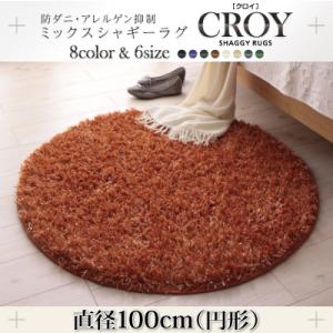 防ダニ・アレルゲン抑制ミックスシャギーラグ【CROY】クロイ 直径100cm(円形)