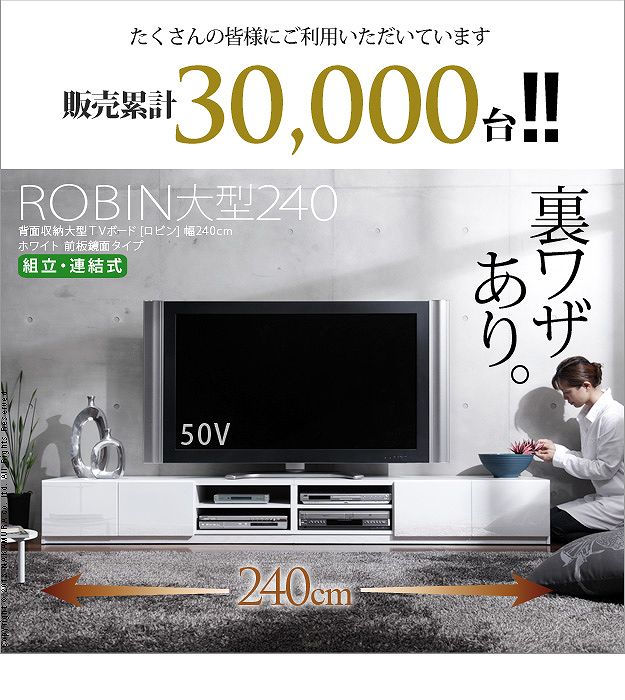 背面収納 TVボード ROBIN〔ロビン〕 幅240cm テレビ台 ローボード