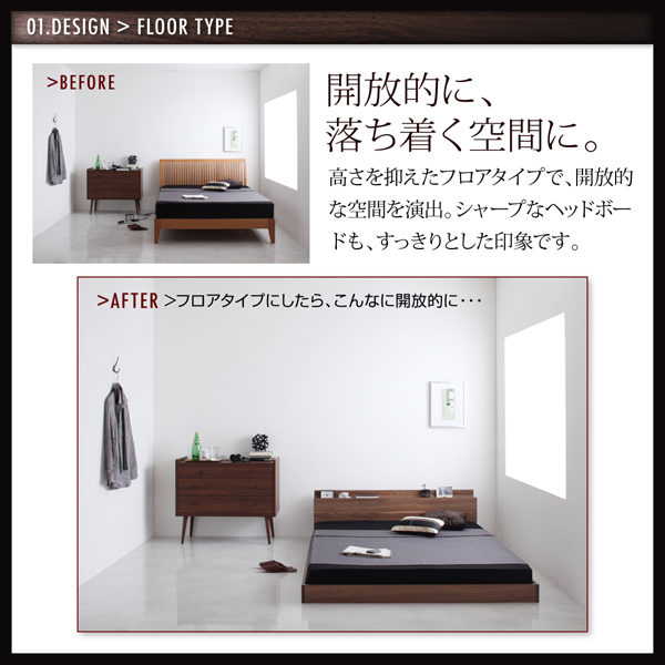 棚・コンセント付きフロアベッド W.coRe ダブルコア
